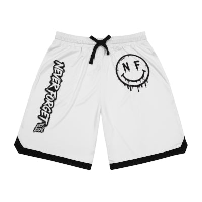 Never Forget smiley logo Basketball Shorts | Ribbed Trim