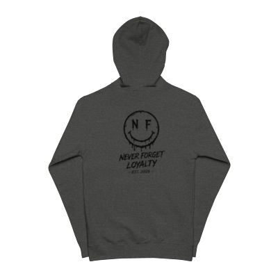 Never Forget Loyalty smiley logo Hoodie | Zip-up sweatshirt, sleeve script