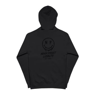 Never Forget Loyalty smiley logo Hoodie | Zip-up sweatshirt, sleeve script